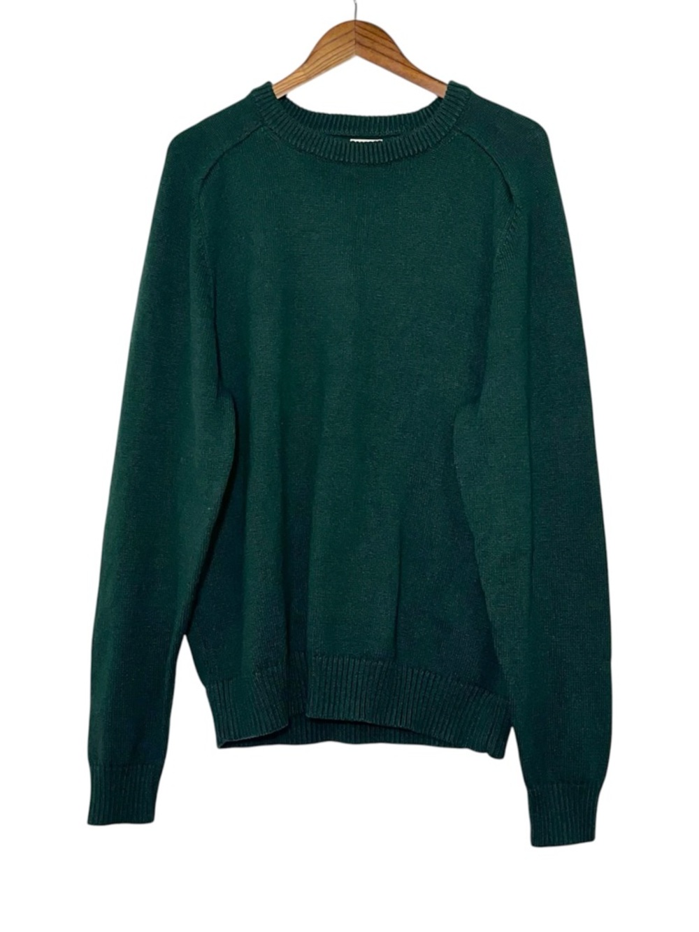 J. Crew Heritage Cotton Crewneck Sweater Men's XL Dark Forest Green Ribbed - Picture 2 of 14